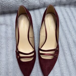 Liz Claiborne Burgundy Double Strap Flats